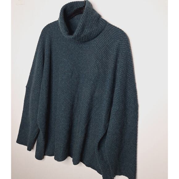 Eskandar Ribbed Cashmere Sweater Funnel Neck Turtleneck Oversized Scotland Green - Picture 2 of 13